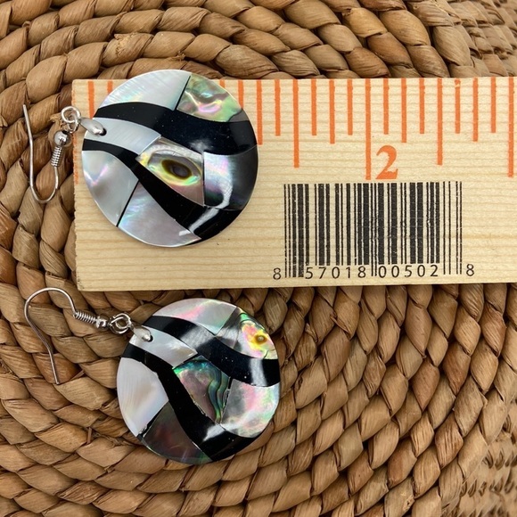 Abalone or Mother of Pearl Sterling Silver Earrings  Handmade Mother of Pearl Abalone Circle Pierced Stainless Steel Earrings NEW
